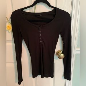 SHEIN black long sleeve top with buttons